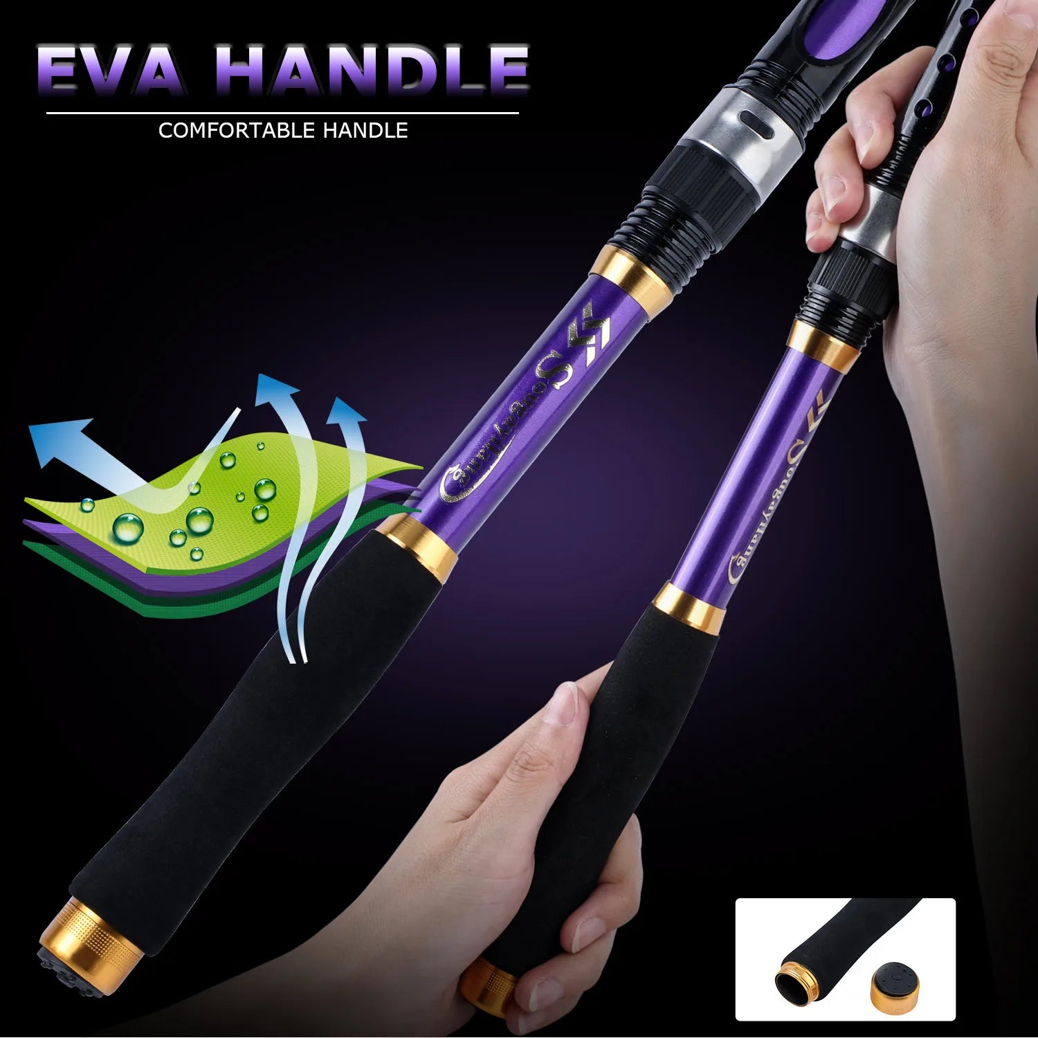 Sougayilang 2.1M 2.4M 2.7M 3.0M Spinning Fishing Rod Ultralight Carbon Fiber Portable Telescopic Fishing Pole for Trout Carp