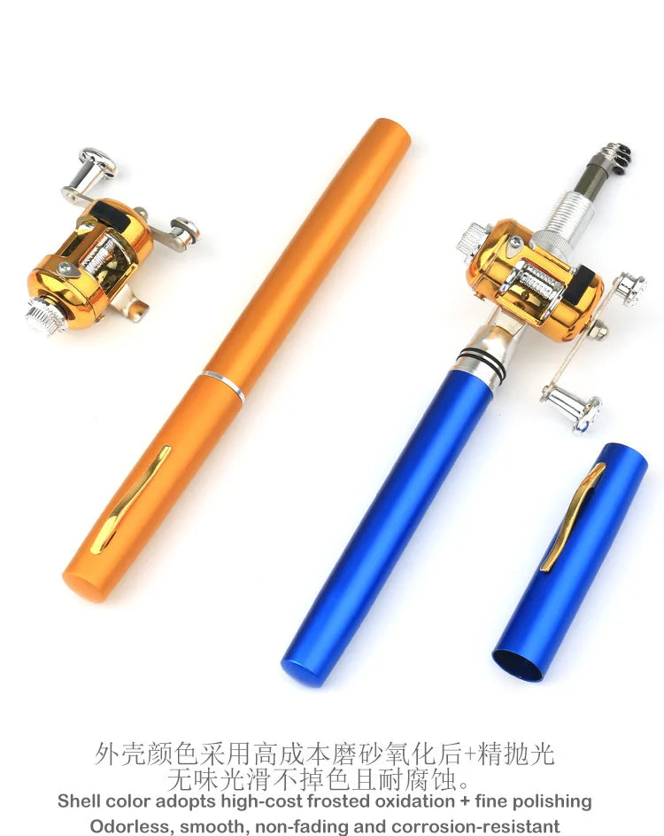 Steel Pen Fishing Rod Cross-border Mini Ice Fishing Rod Pocket Raft Rod Portable Gift Fishing Rod 1 Meter  Rods