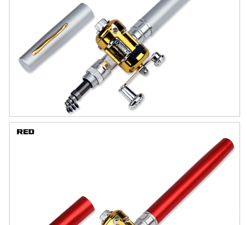 Steel Pen Fishing Rod Cross-border Mini Ice Fishing Rod Pocket Raft Rod Portable Gift Fishing Rod 1 Meter  Rods