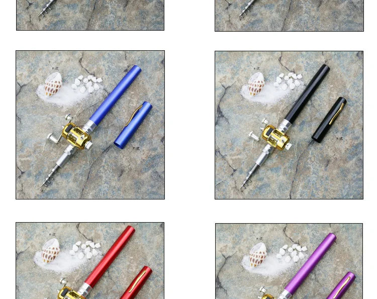 Steel Pen Fishing Rod Cross-border Mini Ice Fishing Rod Pocket Raft Rod Portable Gift Fishing Rod 1 Meter  Rods