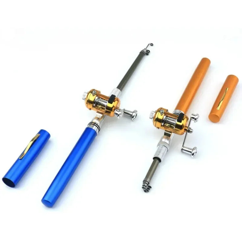 Steel Pen Fishing Rod Cross-border Mini Ice Fishing Rod Pocket Raft Rod Portable Gift Fishing Rod 1 Meter  Rods
