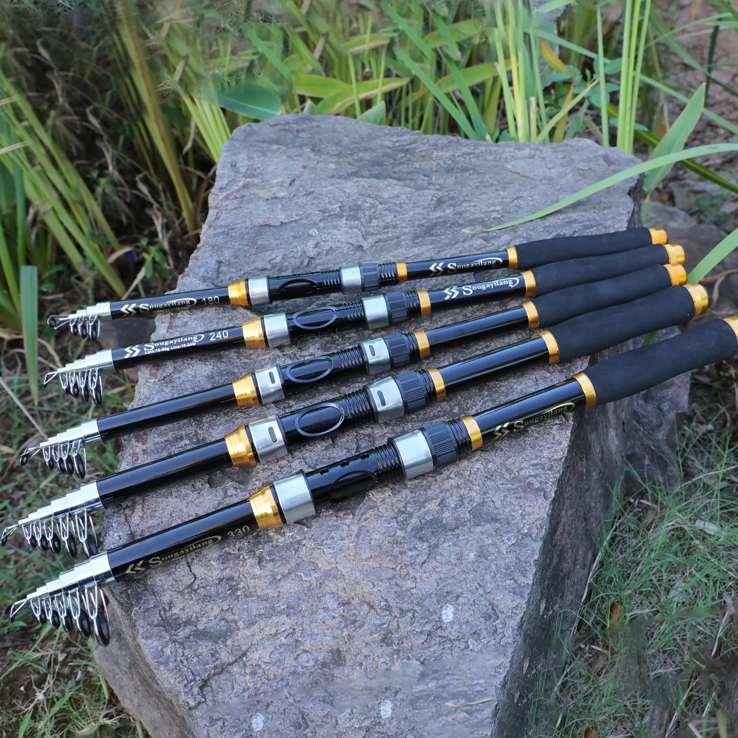 Sougayilang 1.8m-3.3m Telescopic Fishing Rod Super Strong Glass Fiber Travel Rod for Freshwater Saltwater Bass Fishing Pesca