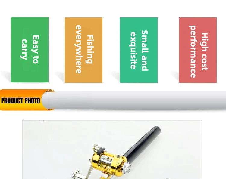 Steel Pen Fishing Rod Cross-border Mini Ice Fishing Rod Pocket Raft Rod Portable Gift Fishing Rod 1 Meter  Rods