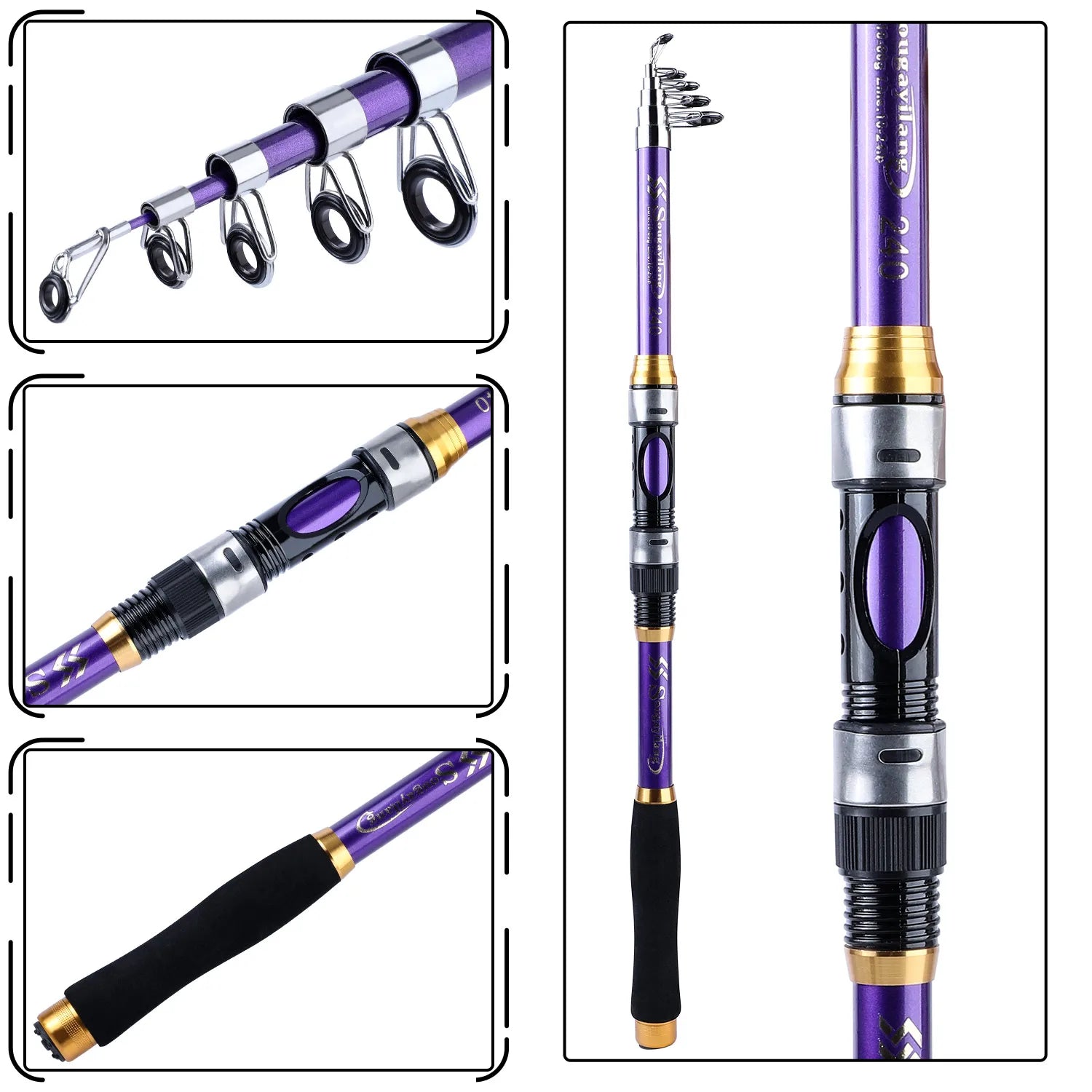 Sougayilang 1.8m-3.3m Telescopic Fishing Rod Super Strong Glass Fiber Travel Rod for Freshwater Saltwater Bass Fishing Pesca