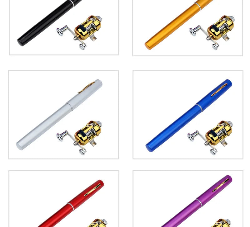 Steel Pen Fishing Rod Cross-border Mini Ice Fishing Rod Pocket Raft Rod Portable Gift Fishing Rod 1 Meter  Rods