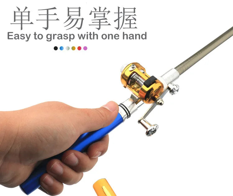 Steel Pen Fishing Rod Cross-border Mini Ice Fishing Rod Pocket Raft Rod Portable Gift Fishing Rod 1 Meter  Rods