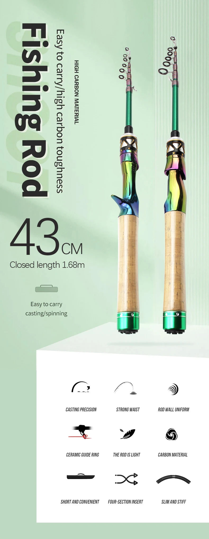 Shawto Fishing Rod Spinning Lure Rod 1.68 1.98m 6 Section Carbon Fiber Super Hard Light Casting Rod Baitcasting Rod Gift Rod Tip