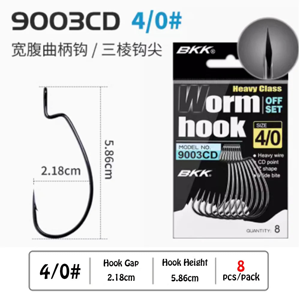 BKK 9003 & 9003CD 3X Strength Wide Gap Sharp Soft Worm Hook Jigging Offset Hooks Crank Baits Fishhook Texas Rig Bass Carp Pesca