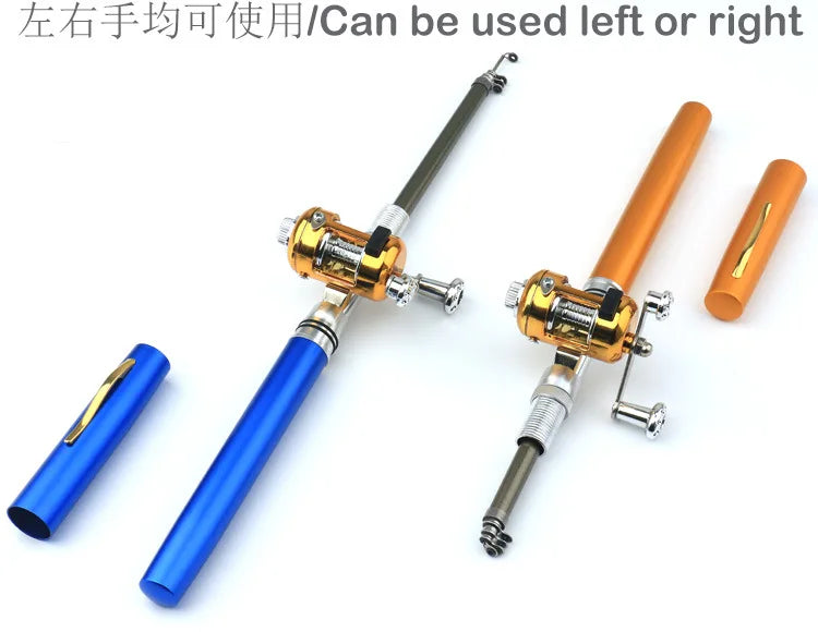 Steel Pen Fishing Rod Cross-border Mini Ice Fishing Rod Pocket Raft Rod Portable Gift Fishing Rod 1 Meter  Rods