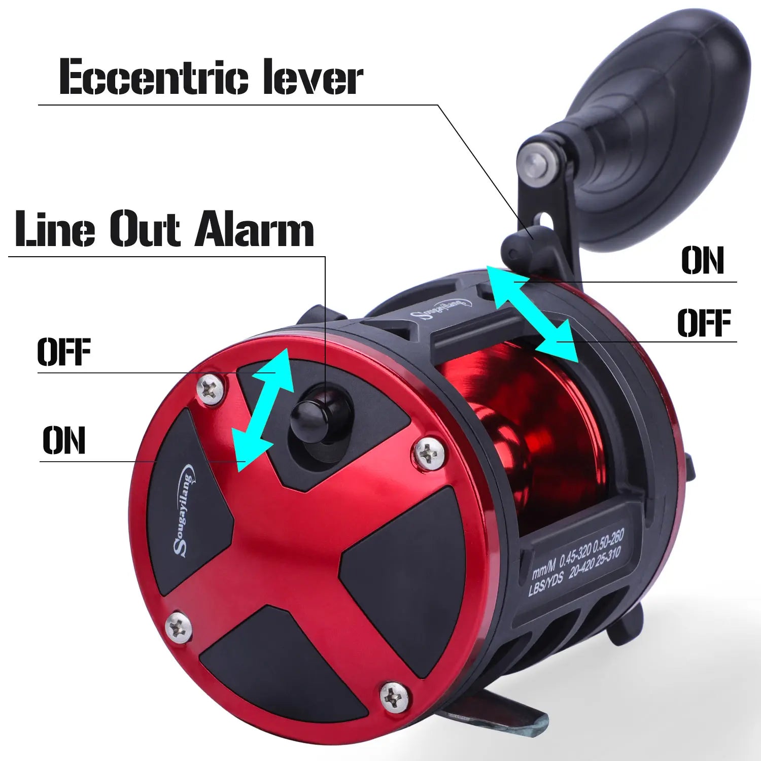 Sougayilang Trolling Fishing Reels Aluminum Alloy Spool Saltwater Drum Fishing Reel 3+1BB 3.8:1 Max Drag 25kg Fishing Tool Pesca