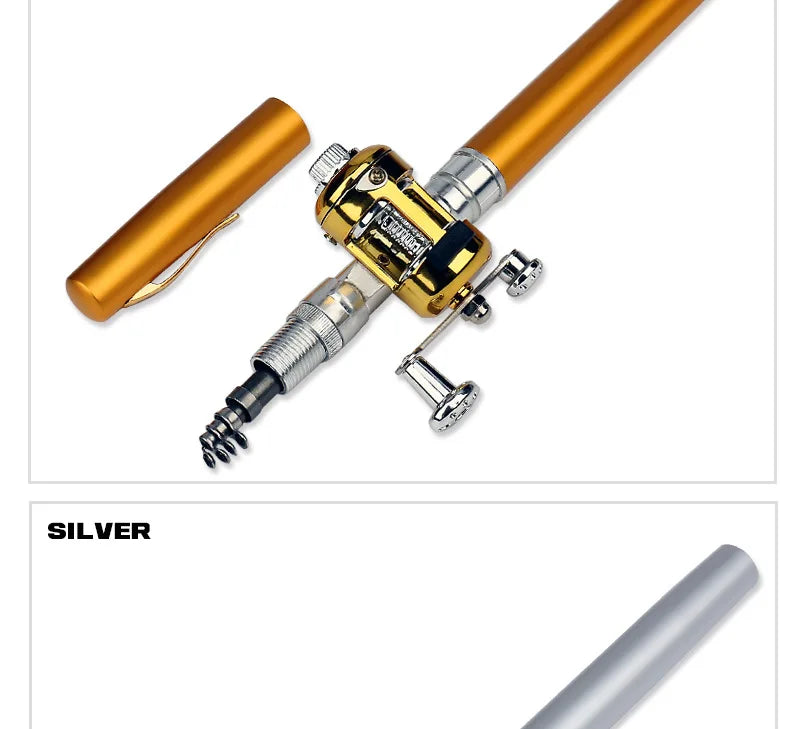 Steel Pen Fishing Rod Cross-border Mini Ice Fishing Rod Pocket Raft Rod Portable Gift Fishing Rod 1 Meter  Rods