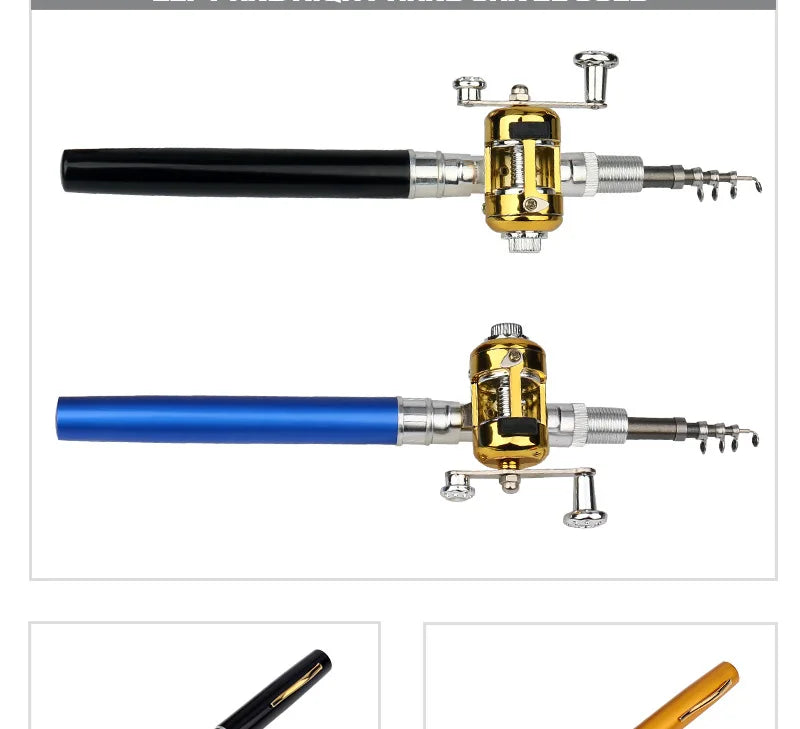 Steel Pen Fishing Rod Cross-border Mini Ice Fishing Rod Pocket Raft Rod Portable Gift Fishing Rod 1 Meter  Rods