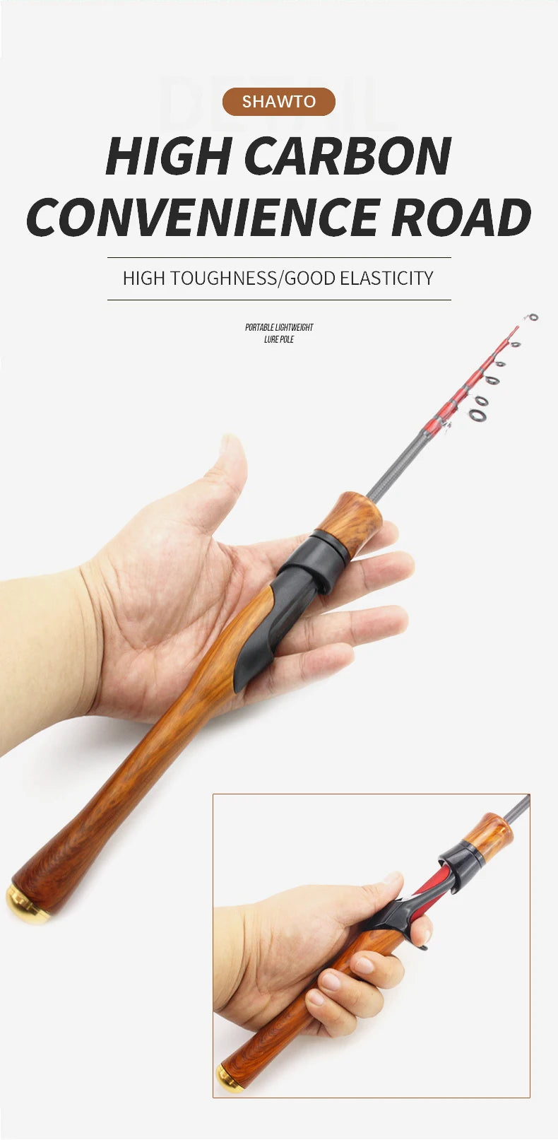 Shawto Fishing Rod Spinning Lure Rod 1.68 1.98m 6 Section Carbon Fiber Super Hard Light Casting Rod Baitcasting Rod Gift Rod Tip