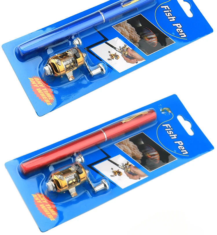 Steel Pen Fishing Rod Cross-border Mini Ice Fishing Rod Pocket Raft Rod Portable Gift Fishing Rod 1 Meter  Rods