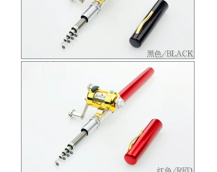Steel Pen Fishing Rod Cross-border Mini Ice Fishing Rod Pocket Raft Rod Portable Gift Fishing Rod 1 Meter  Rods
