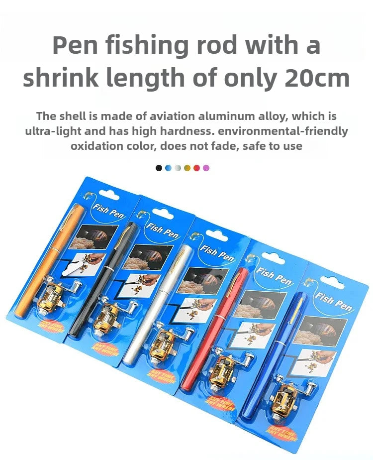 Steel Pen Fishing Rod Cross-border Mini Ice Fishing Rod Pocket Raft Rod Portable Gift Fishing Rod 1 Meter  Rods