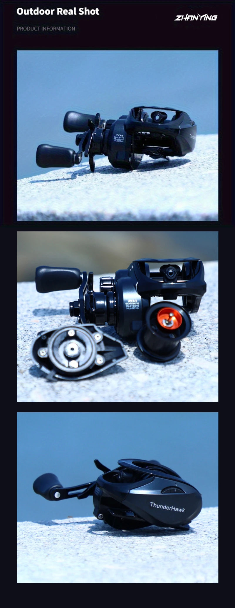 ThunderHawk Baitcast Reel: Ultra-Light, Anti-Backlash, 7.1:1 Gear Ratio, 4.5kg Drag, Stainless/Ceramic Bearings for Long Cast