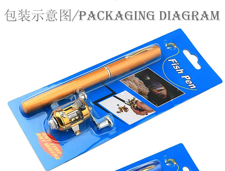 Steel Pen Fishing Rod Cross-border Mini Ice Fishing Rod Pocket Raft Rod Portable Gift Fishing Rod 1 Meter  Rods