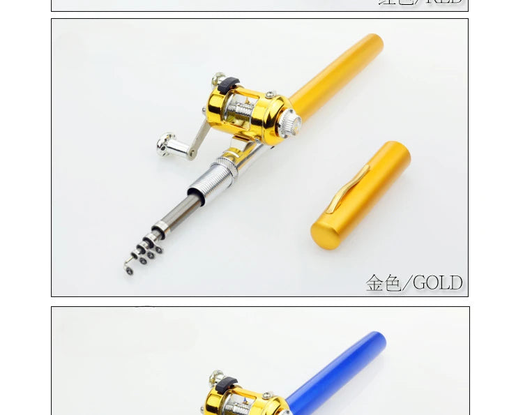 Steel Pen Fishing Rod Cross-border Mini Ice Fishing Rod Pocket Raft Rod Portable Gift Fishing Rod 1 Meter  Rods