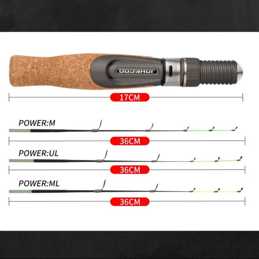 UL ML Winter fishing rod soft tip 50cm Ice fishing rod with Flat tip high quality Fiber Glass tip with cork handle