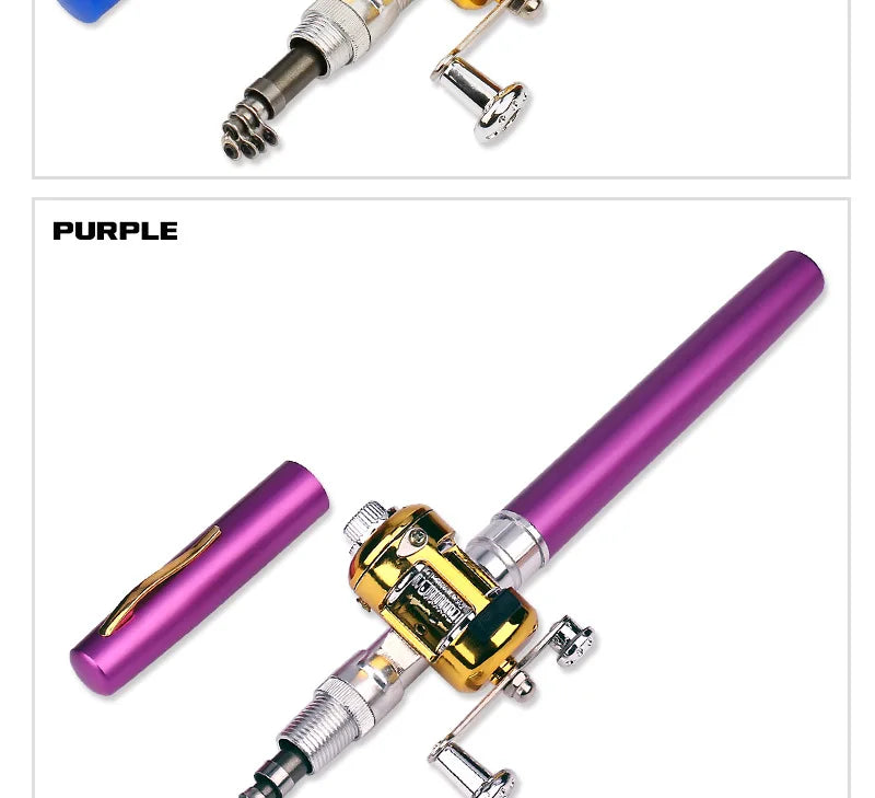 Steel Pen Fishing Rod Cross-border Mini Ice Fishing Rod Pocket Raft Rod Portable Gift Fishing Rod 1 Meter  Rods