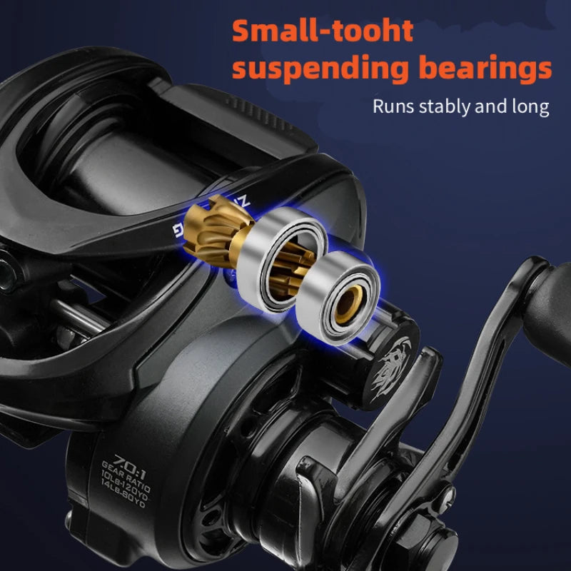 ThunderHawk Baitcast Reel: Ultra-Light, Anti-Backlash, 7.1:1 Gear Ratio, 4.5kg Drag, Stainless/Ceramic Bearings for Long Cast