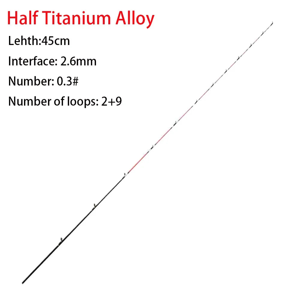 Fiberglass/Carbon Half-titanium Fishing Rod Tip Half/All Titanium Alloy Retractable Carbon Fiber Portable Ice fishing