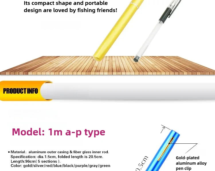 Steel Pen Fishing Rod Cross-border Mini Ice Fishing Rod Pocket Raft Rod Portable Gift Fishing Rod 1 Meter  Rods