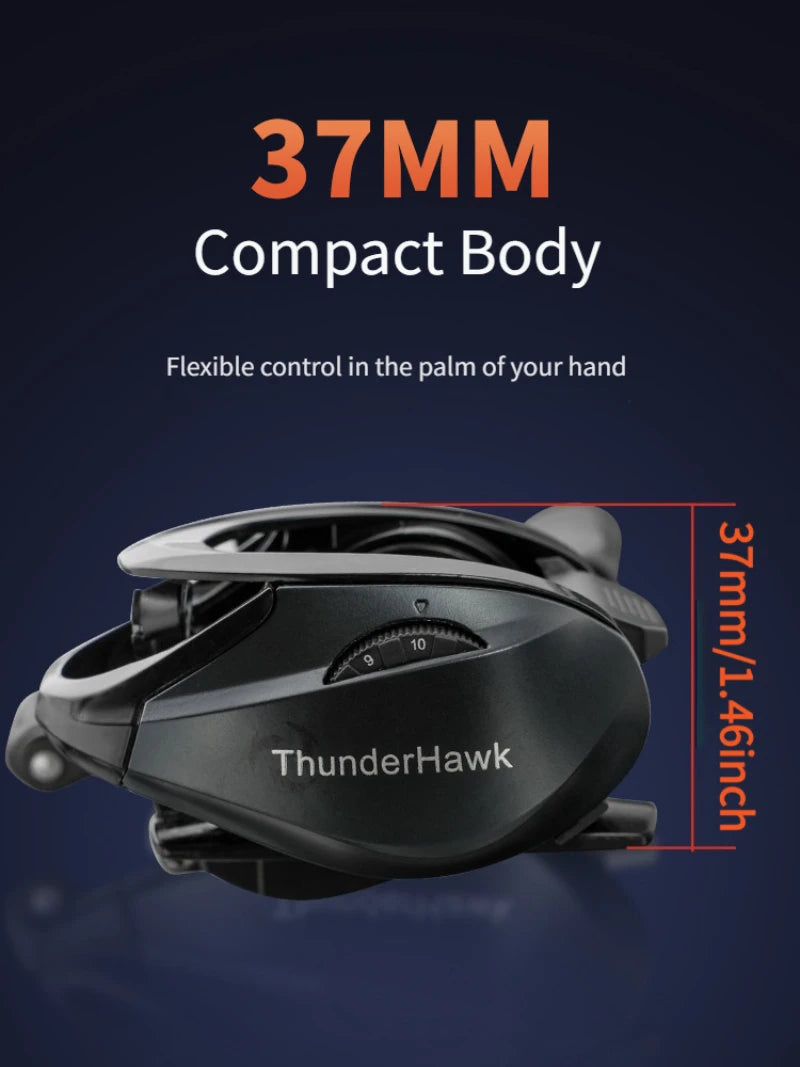 ThunderHawk Baitcast Reel: Ultra-Light, Anti-Backlash, 7.1:1 Gear Ratio, 4.5kg Drag, Stainless/Ceramic Bearings for Long Cast