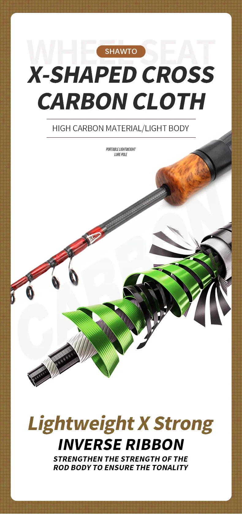 Shawto Fishing Rod Spinning Lure Rod 1.68 1.98m 6 Section Carbon Fiber Super Hard Light Casting Rod Baitcasting Rod Gift Rod Tip