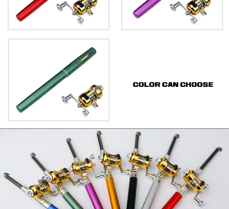 Steel Pen Fishing Rod Cross-border Mini Ice Fishing Rod Pocket Raft Rod Portable Gift Fishing Rod 1 Meter  Rods