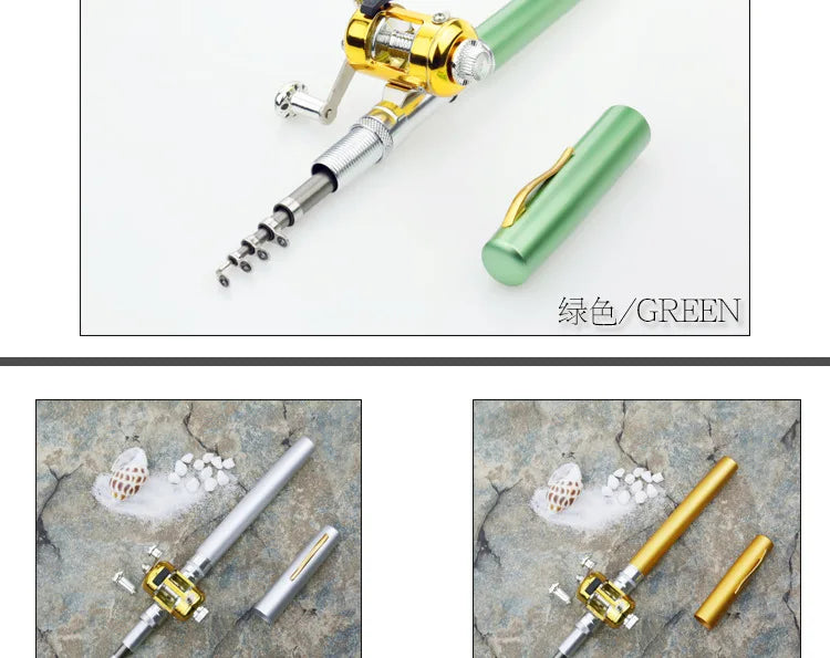 Steel Pen Fishing Rod Cross-border Mini Ice Fishing Rod Pocket Raft Rod Portable Gift Fishing Rod 1 Meter  Rods