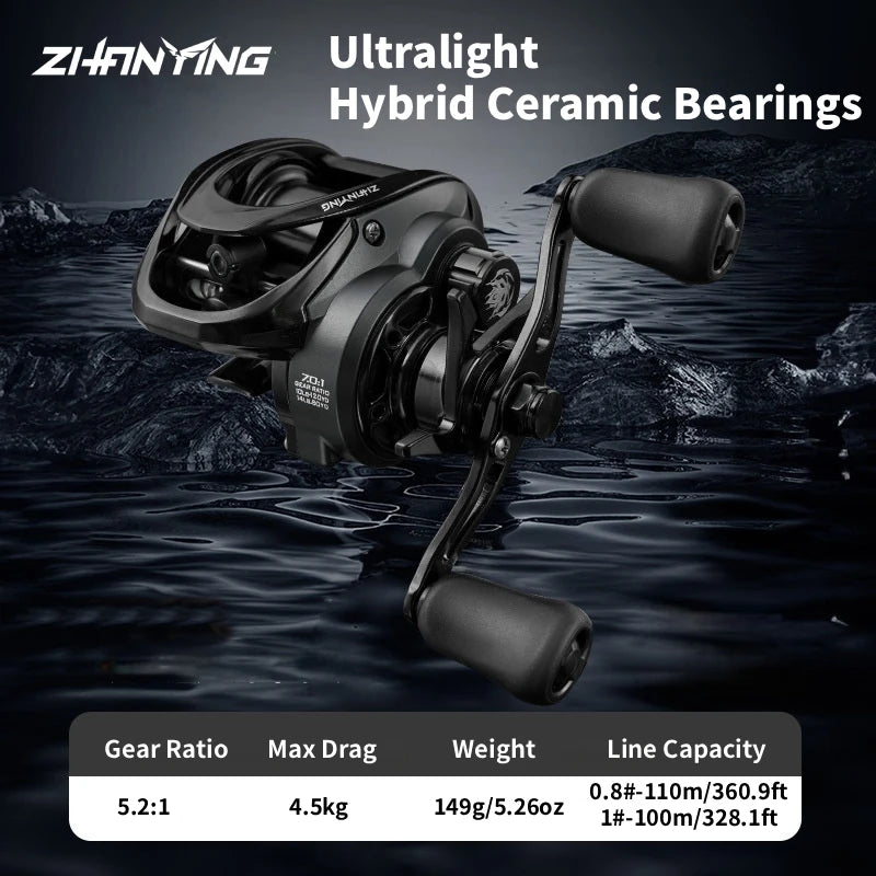 ThunderHawk Baitcast Reel: Ultra-Light, Anti-Backlash, 7.1:1 Gear Ratio, 4.5kg Drag, Stainless/Ceramic Bearings for Long Cast