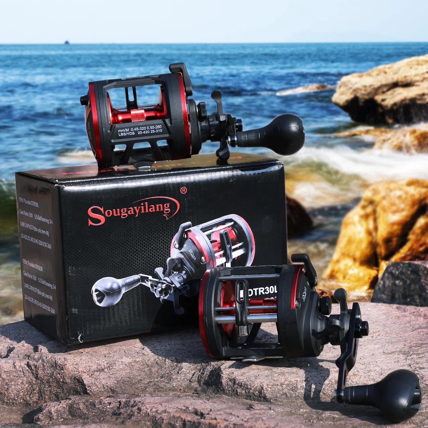 Sougayilang Trolling Fishing Reels Aluminum Alloy Spool Saltwater Drum Fishing Reel 3+1BB 3.8:1 Max Drag 25kg Fishing Tool Pesca