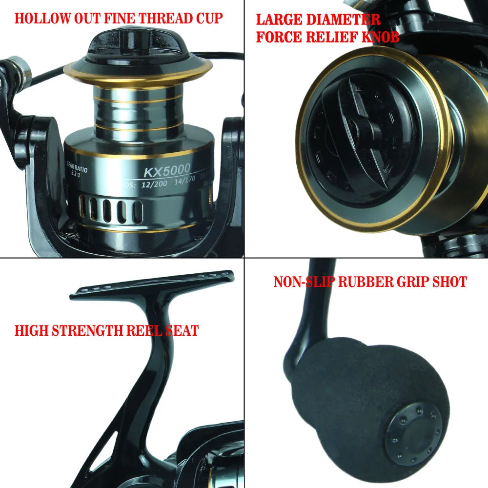 Spinning Fishing Reel 1000-7000 Series Ultralight Super Powerful Metal Spool Eva Handle Spinning Reels Saltwater