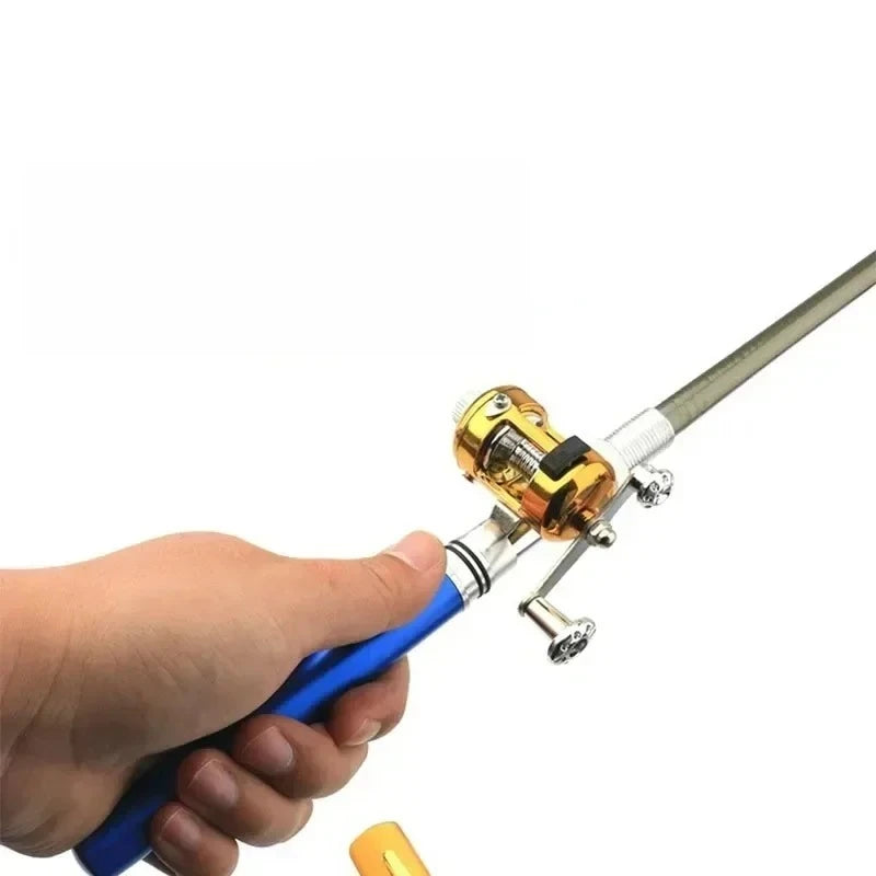 Steel Pen Fishing Rod Cross-border Mini Ice Fishing Rod Pocket Raft Rod Portable Gift Fishing Rod 1 Meter  Rods