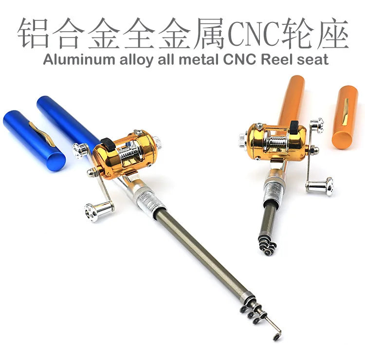 Steel Pen Fishing Rod Cross-border Mini Ice Fishing Rod Pocket Raft Rod Portable Gift Fishing Rod 1 Meter  Rods
