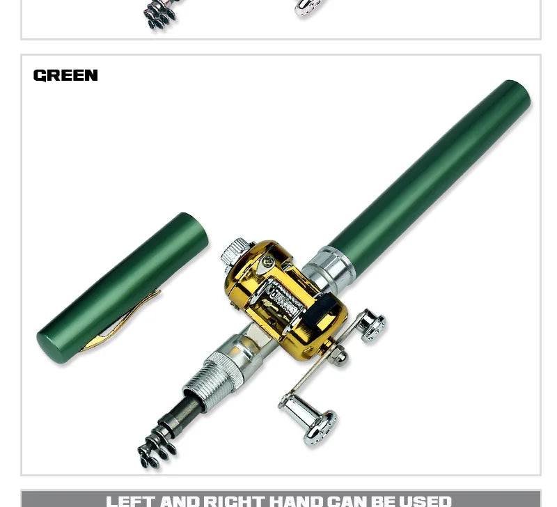 Steel Pen Fishing Rod Cross-border Mini Ice Fishing Rod Pocket Raft Rod Portable Gift Fishing Rod 1 Meter  Rods