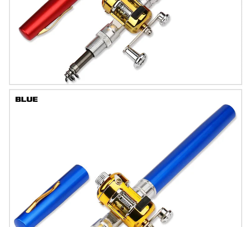 Steel Pen Fishing Rod Cross-border Mini Ice Fishing Rod Pocket Raft Rod Portable Gift Fishing Rod 1 Meter  Rods