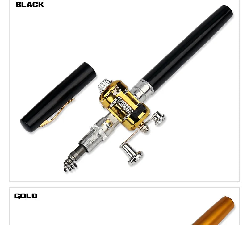 Steel Pen Fishing Rod Cross-border Mini Ice Fishing Rod Pocket Raft Rod Portable Gift Fishing Rod 1 Meter  Rods