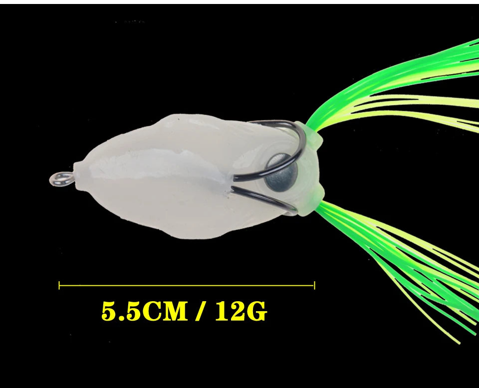 Night light soft tube bait japan plastic fishing lures frog lure treble hooks Topwater ray frog 5.5CM 12G artificial soft bait