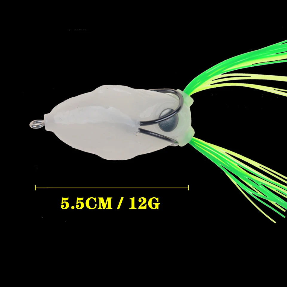 Night light soft tube bait japan plastic fishing lures frog lure treble hooks Topwater ray frog 5.5CM 12G artificial soft bait