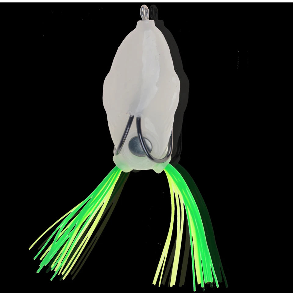 Night light soft tube bait japan plastic fishing lures frog lure treble hooks Topwater ray frog 5.5CM 12G artificial soft bait