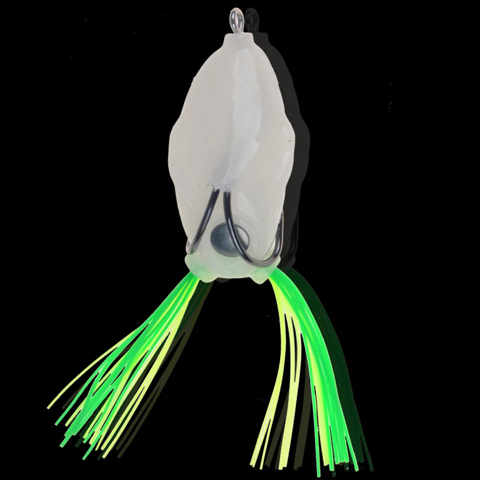 Night light soft tube bait japan plastic fishing lures frog lure treble hooks Topwater ray frog 5.5CM 12G artificial soft bait