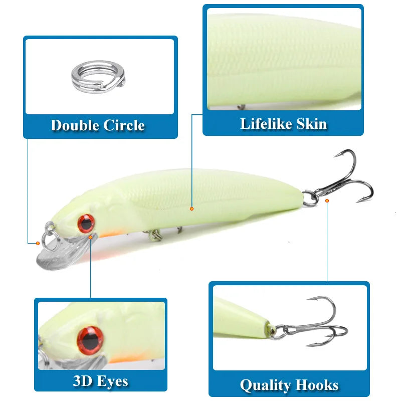 Minnow Fishing Lure Mino Bait Fishing Bait Weights 17g/12cm Bass Fishing Fish Bait Hard Bait Saltwater Lures Isca Artificial