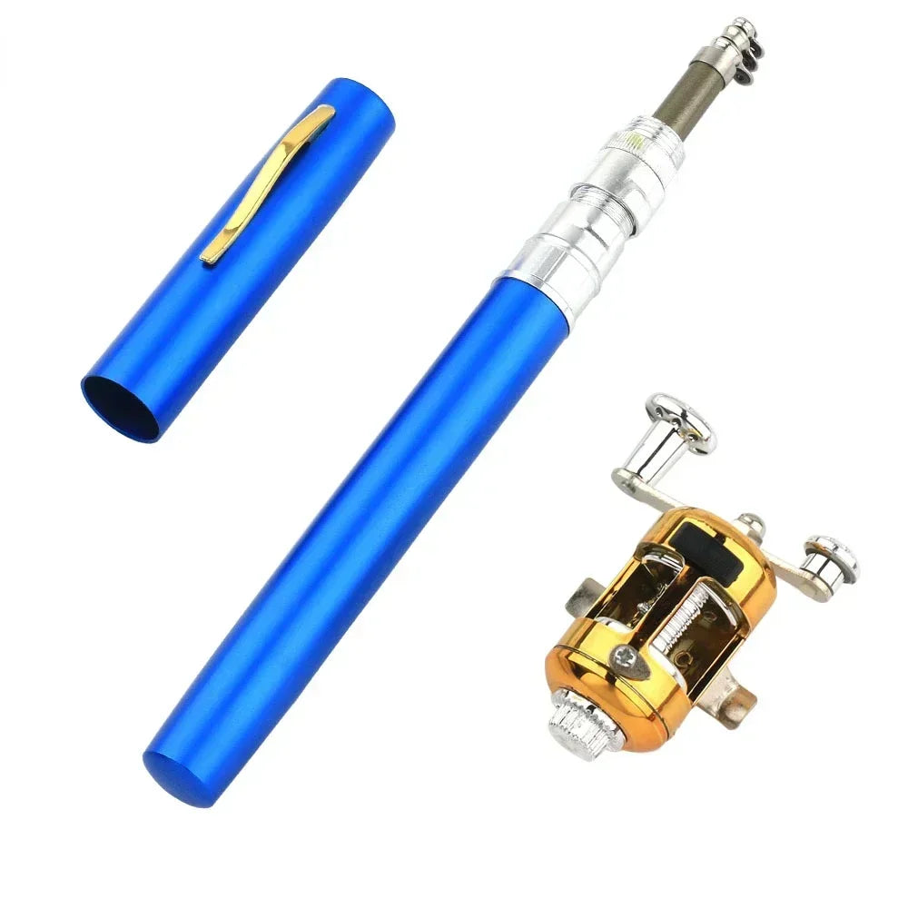 Steel Pen Fishing Rod Cross-border Mini Ice Fishing Rod Pocket Raft Rod Portable Gift Fishing Rod 1 Meter  Rods
