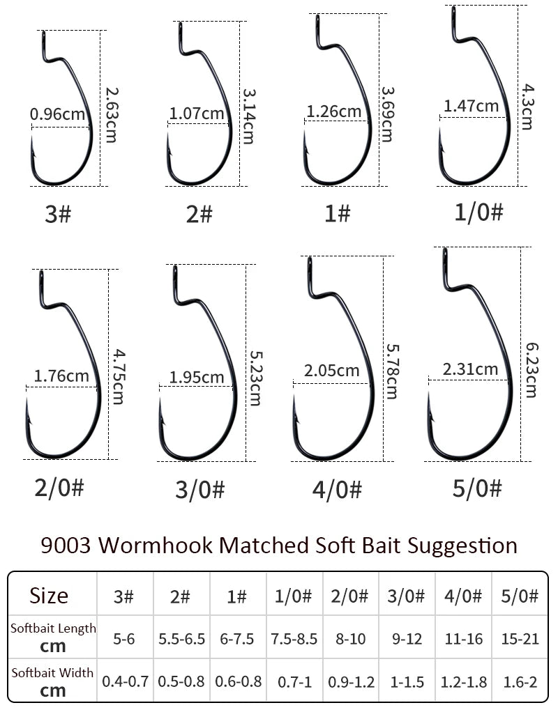 BKK 9003 & 9003CD 3X Strength Wide Gap Sharp Soft Worm Hook Jigging Offset Hooks Crank Baits Fishhook Texas Rig Bass Carp Pesca