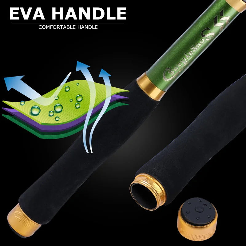 Sougayilang 1.8m-3.3m Telescopic Fishing Rod Super Strong Glass Fiber Travel Rod for Freshwater Saltwater Bass Fishing Pesca