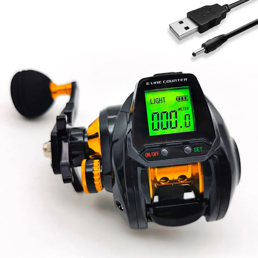 Hook Reminder Digital Fishing Baitcasting Reel Line Counter 6.3:1 Digital Fishing Reel With Line Counter Big Led Screen