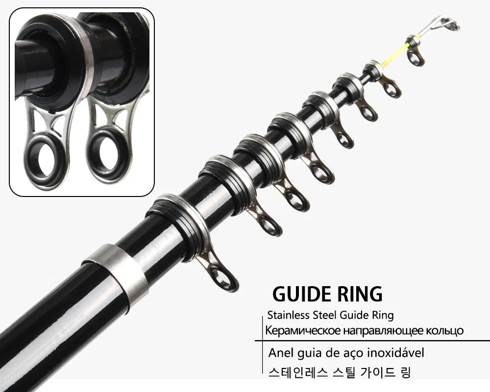 JOSBY Mini Spinning Fishing Rod Telescopic FRP Feeder Ultralight Portable Sea Travel Pole 1.5M 1.8M 2.1M 2.4M 2.7M 3.0M NEW